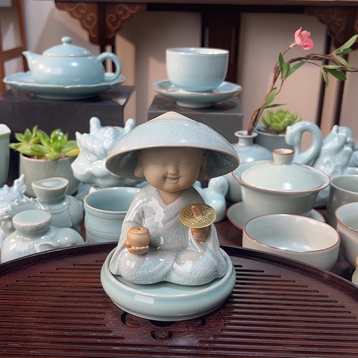 小沙弥 带茶漏 开片