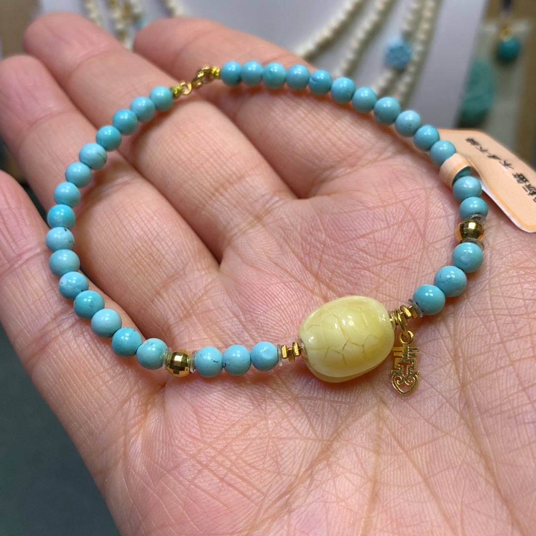 绿松石手串18K金镶嵌