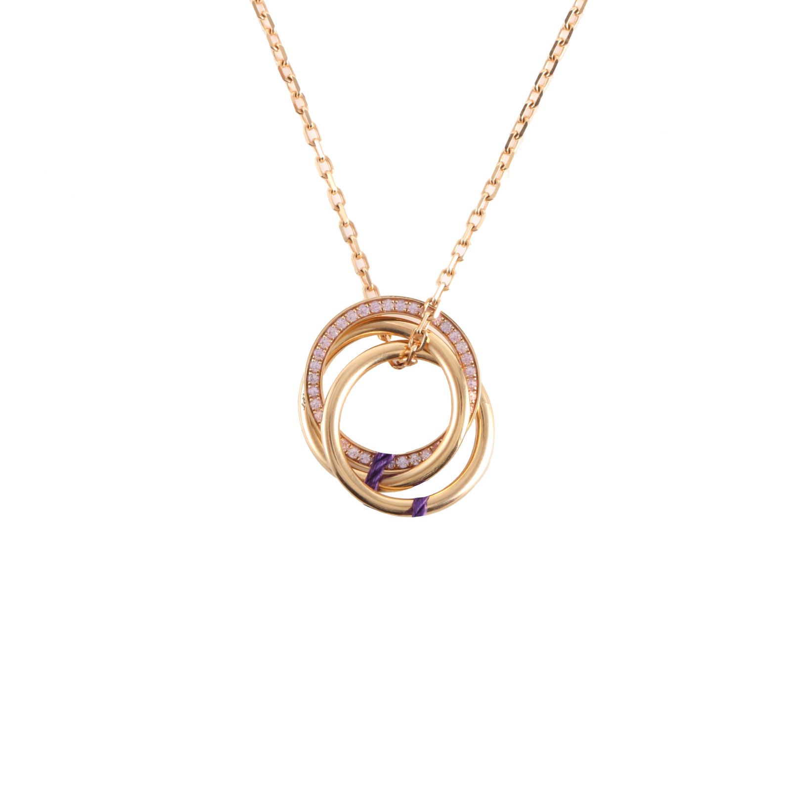 99新 Cartier/卡地亚 【念念特价】 trinity 三环 粉钻 项链