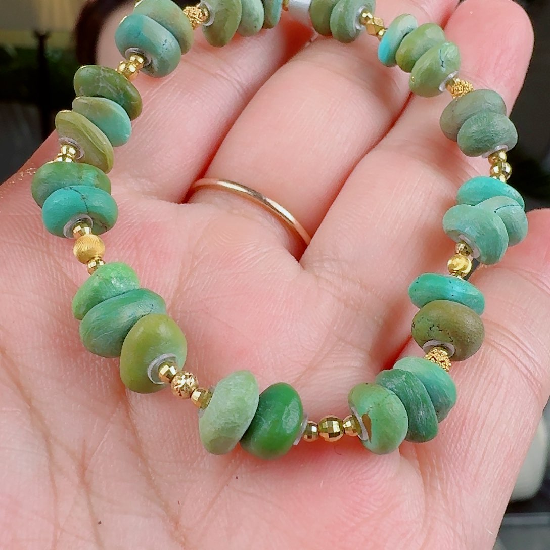 绿松石珠宝奇石18K金镶嵌