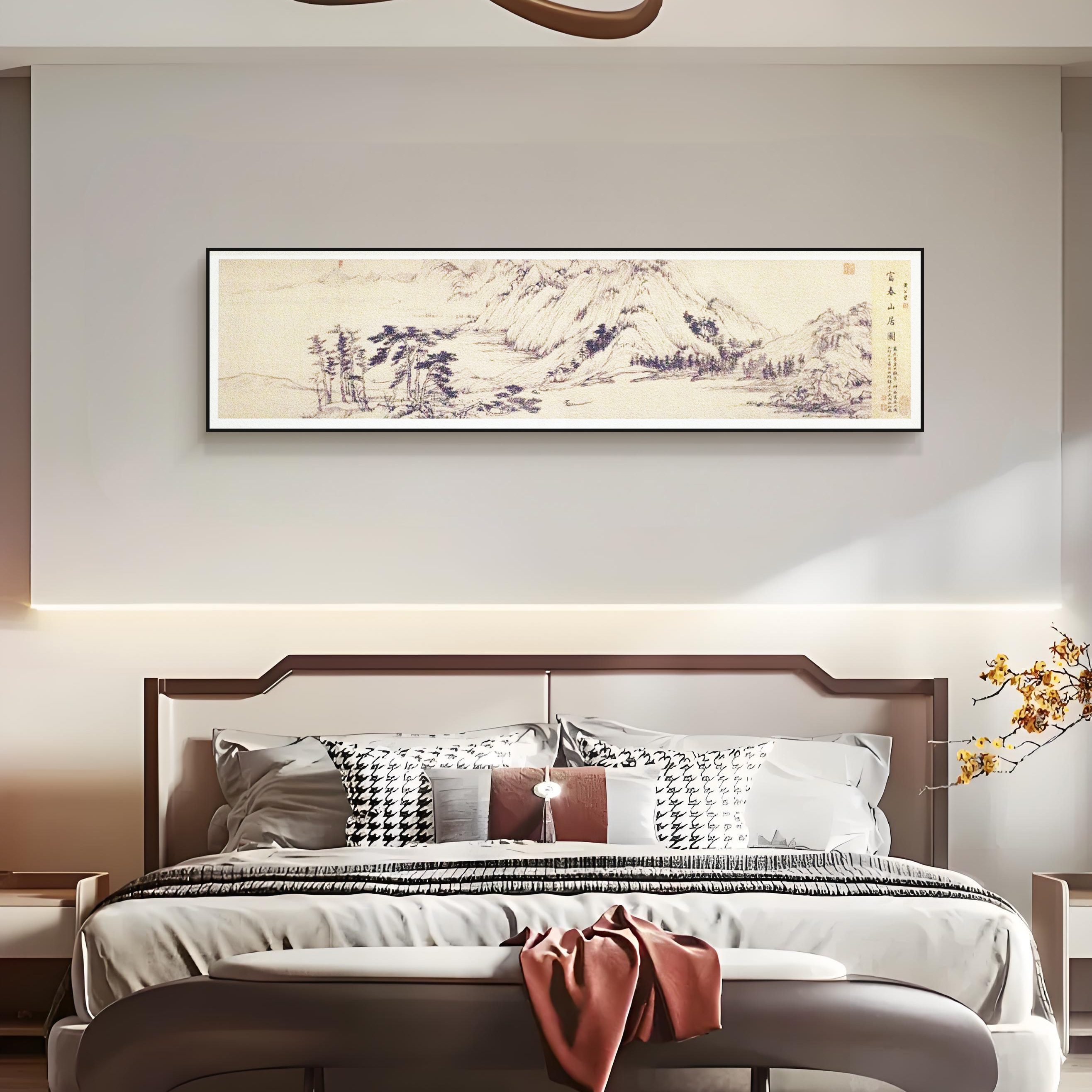 益师傅属】砂岩富春山居图客厅茶室床头沙发背景墙装饰挂画山40150