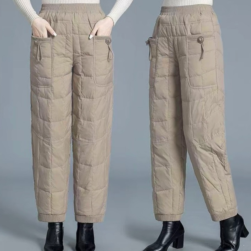 盘扣压线防风保暖棉裤冬季新款绒棉裤女加厚文艺复古裤