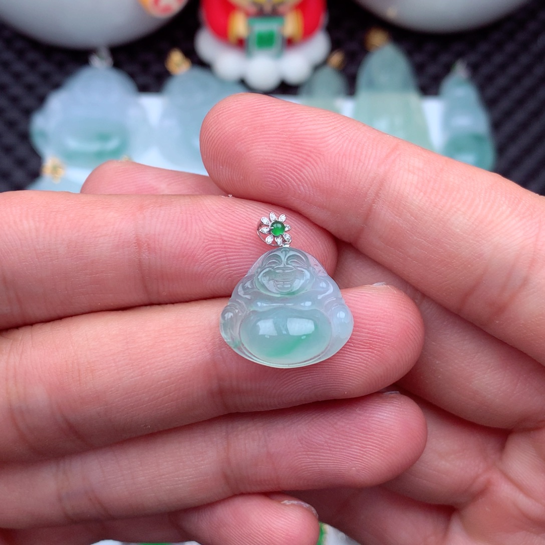 翡翠18K金镶嵌吊坠(不含链)