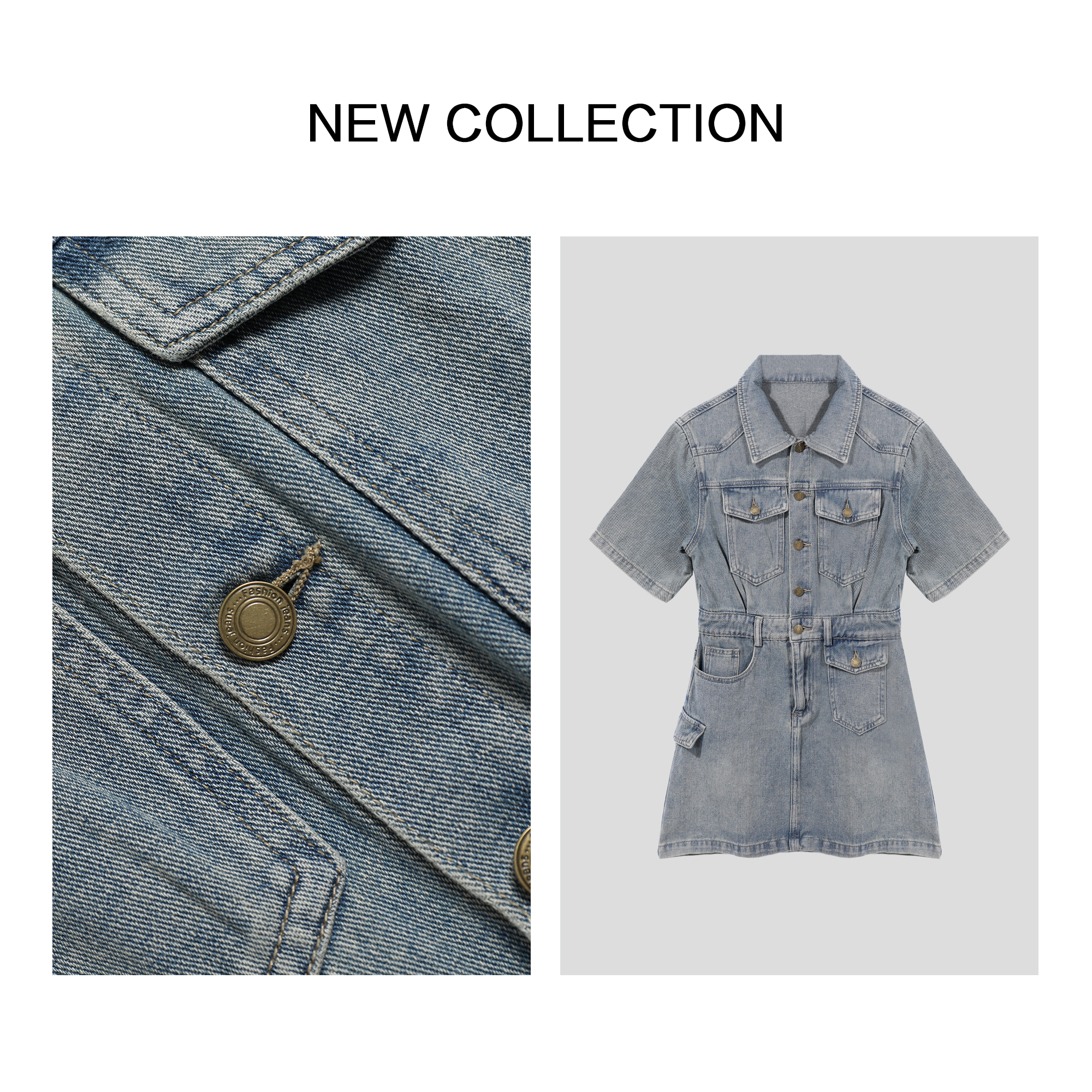 【龙哥专属】L3F33001A 百搭时尚牛仔连衣裙 4083