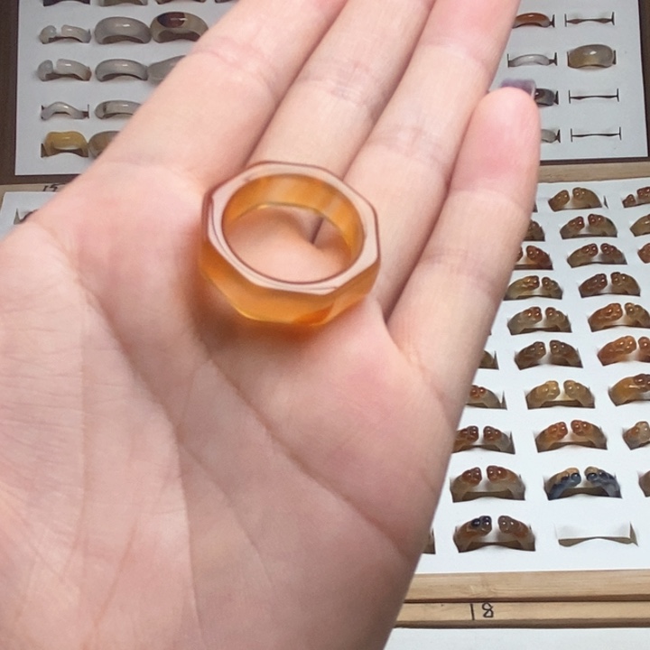 玛瑙/玉髓戒指未镶嵌圈口18