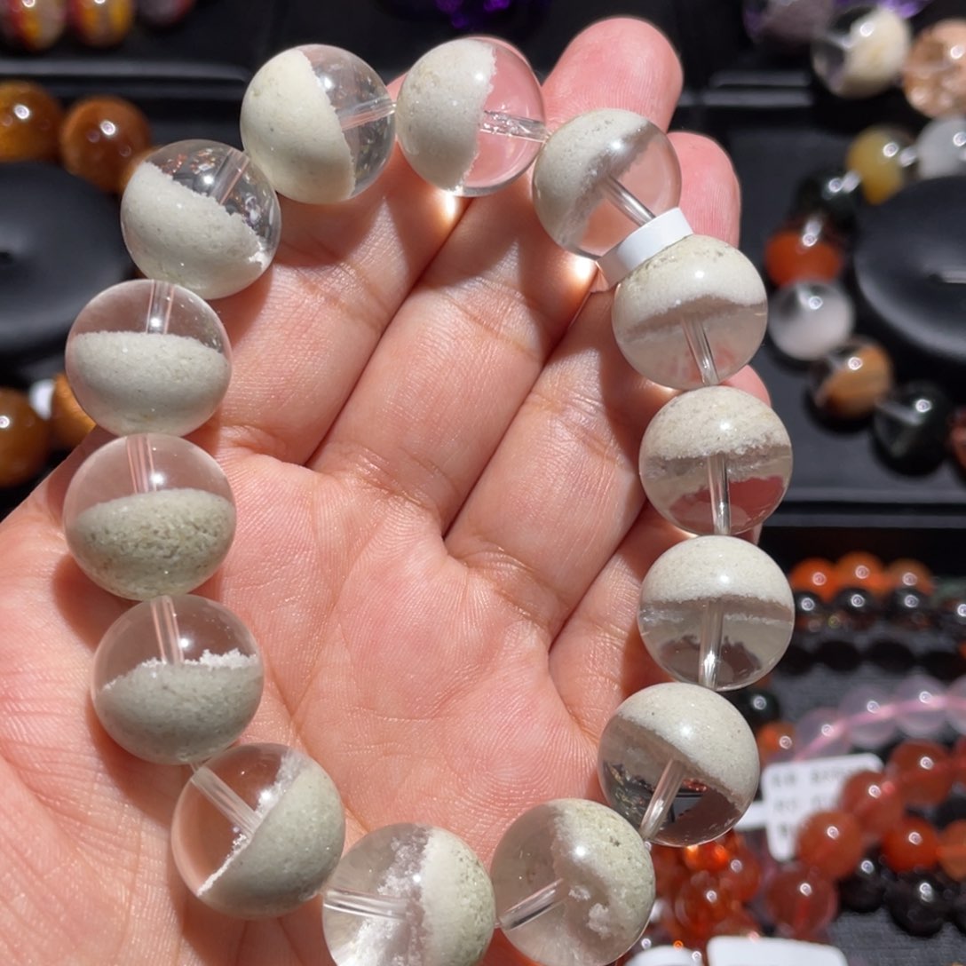 水晶手链未镶嵌m****6白幽灵聚宝盆手链15mm左右