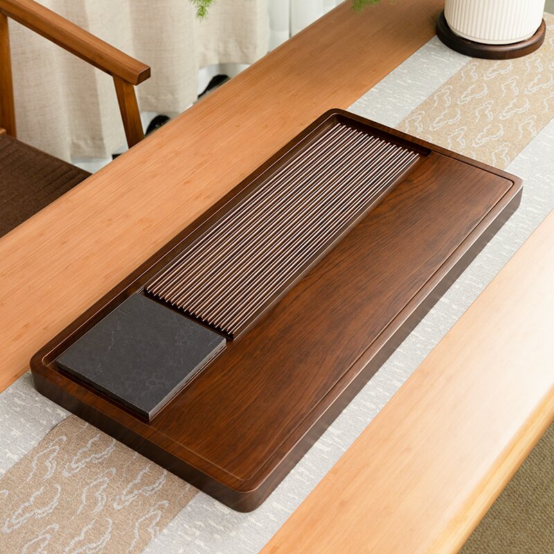 【活动】纳福 胡桃色 新款实木整块茶台家用高端茶盘桌面专用办公室