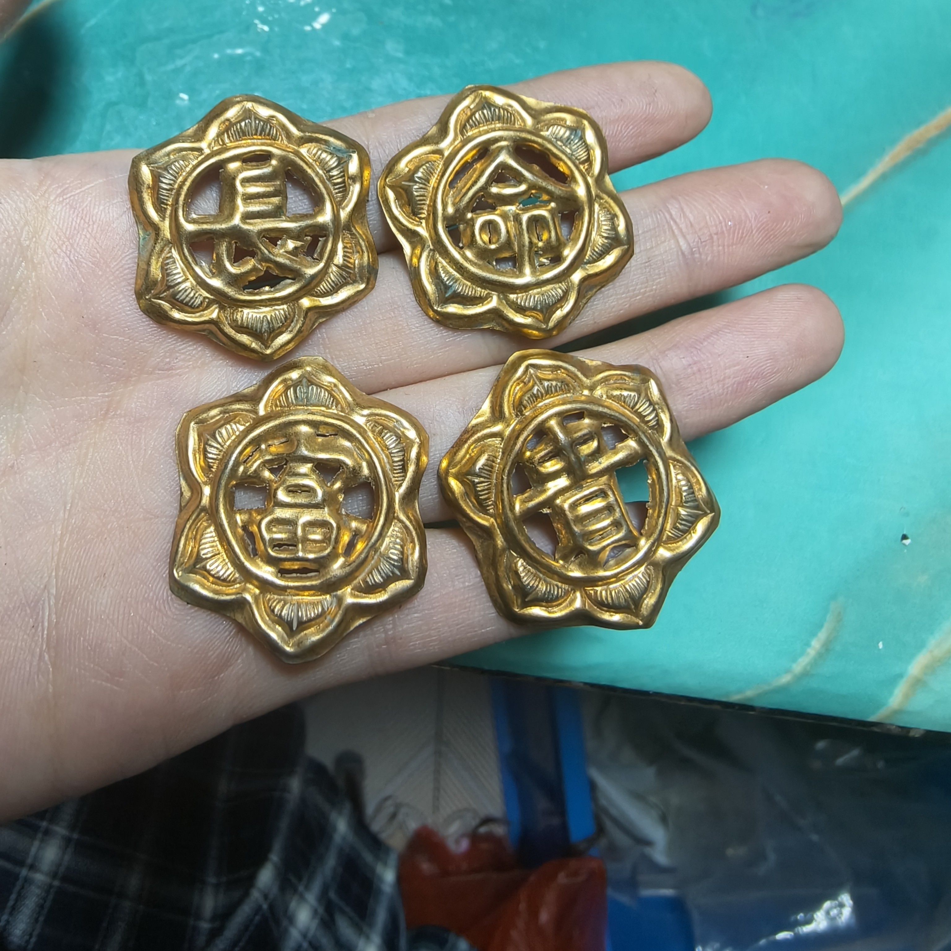 复古多边形立体玫瑰花金属纽扣不规则花朵西装毛衣开衫装饰扣