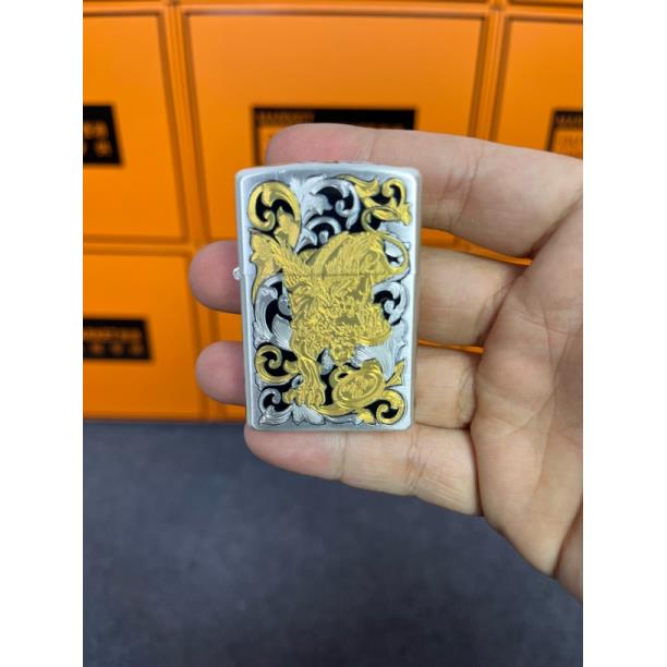 二代包银描金唐草貔貅打火机（需自行配油）