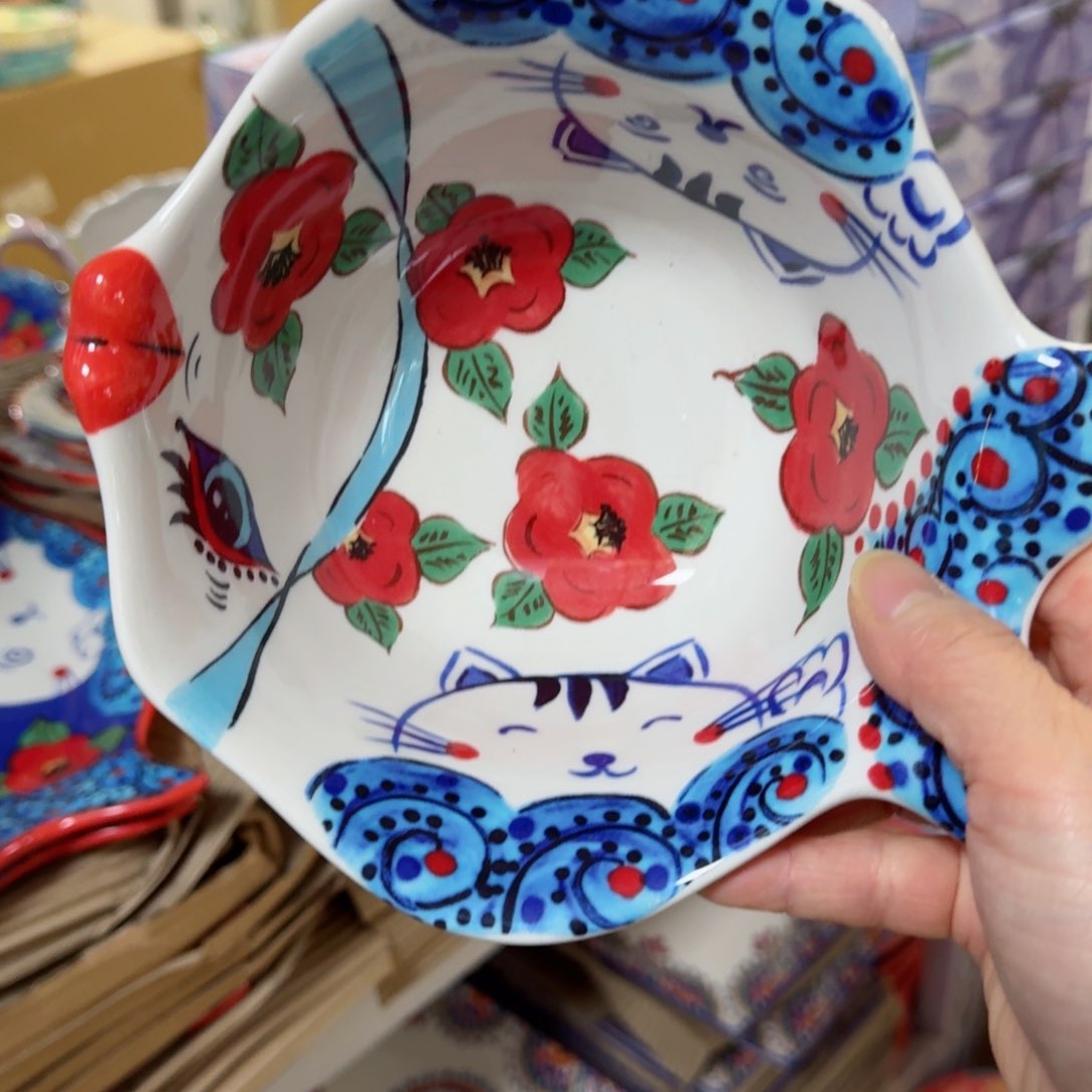 陶瓷7英寸猫鱼碗一只看图