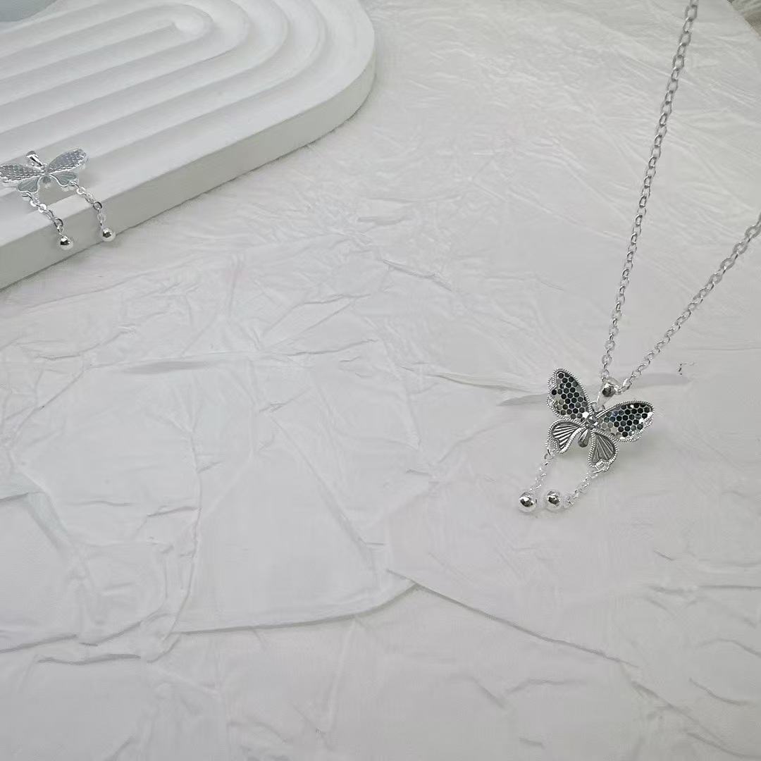 吊坠足银 足银999.9碎冰冰蝴蝶吊坠气质时尚流苏吊坠