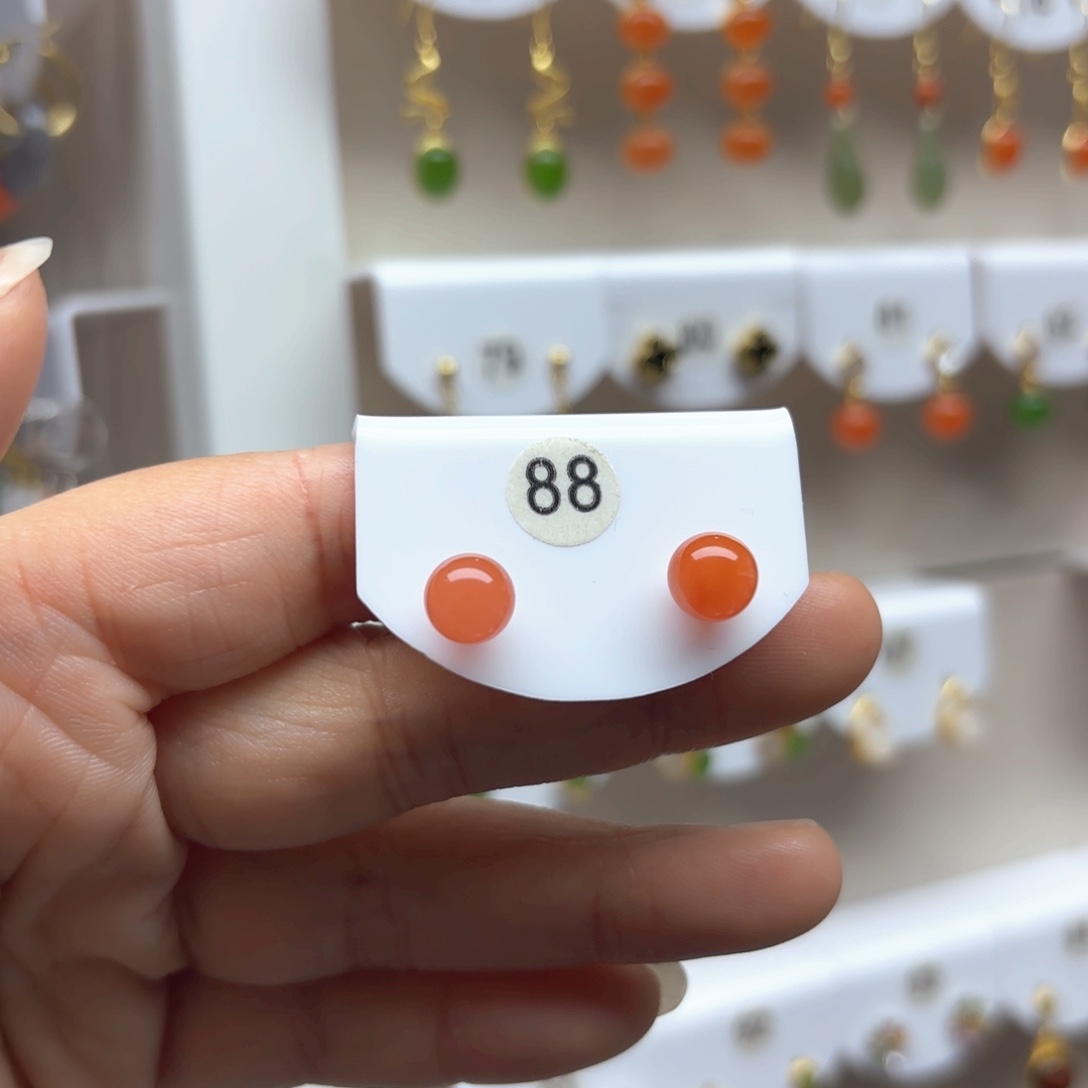 南红玛瑙耳饰银S925镶嵌