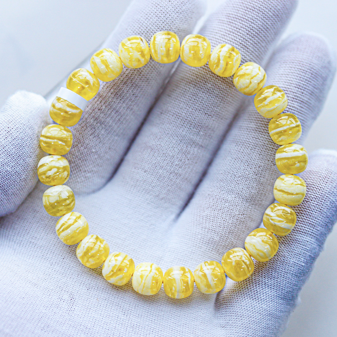 同料9mm焦皮料极致金橘底虎皮花老型蜜蜡手串10.51克 纹路出众