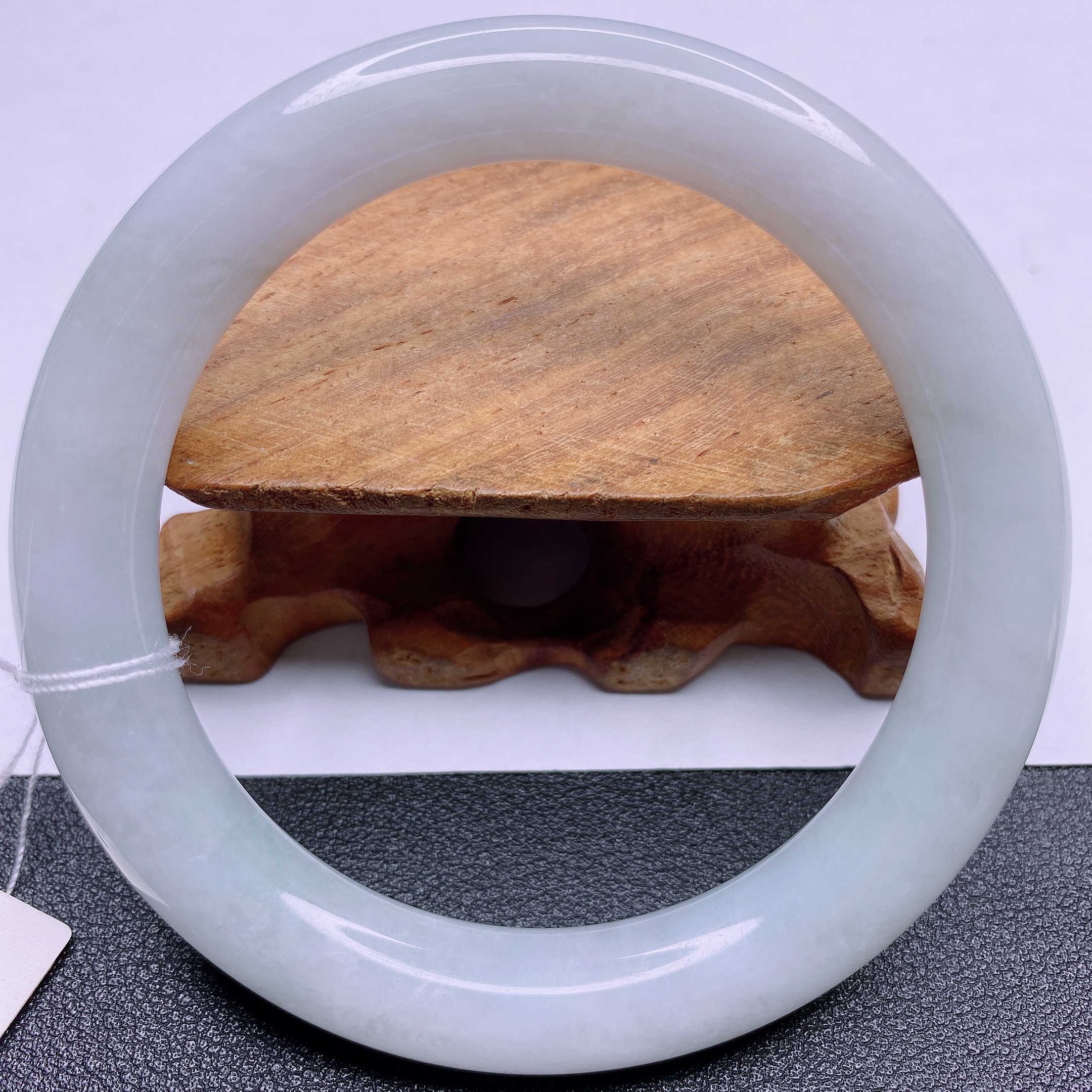 缅甸天然A货翡翠手镯57-58圆条精美冰透女款时尚少女白手镯