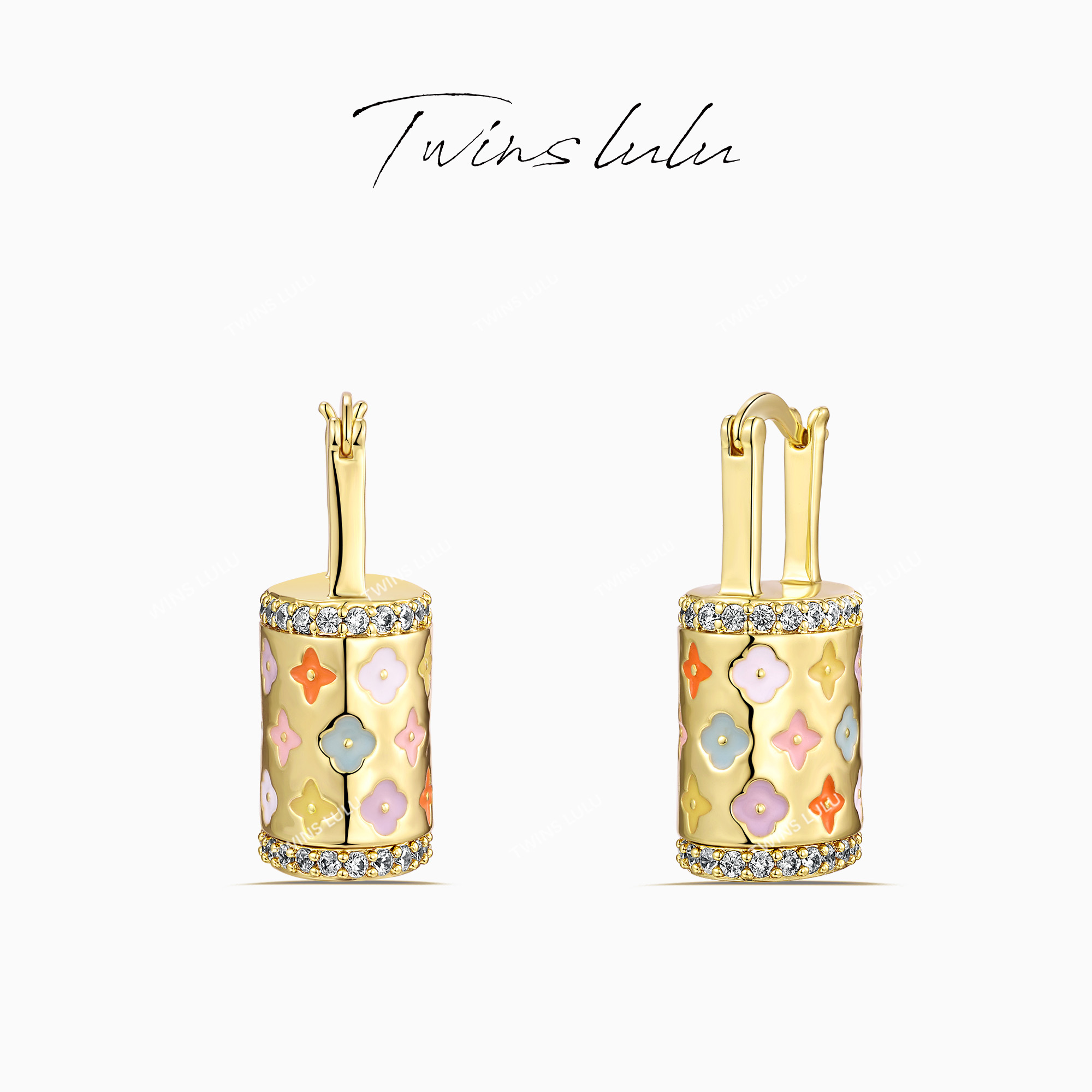 AIAX 出游季 时尚气质轻奢个性小众精致多彩小锁耳环TSL1995