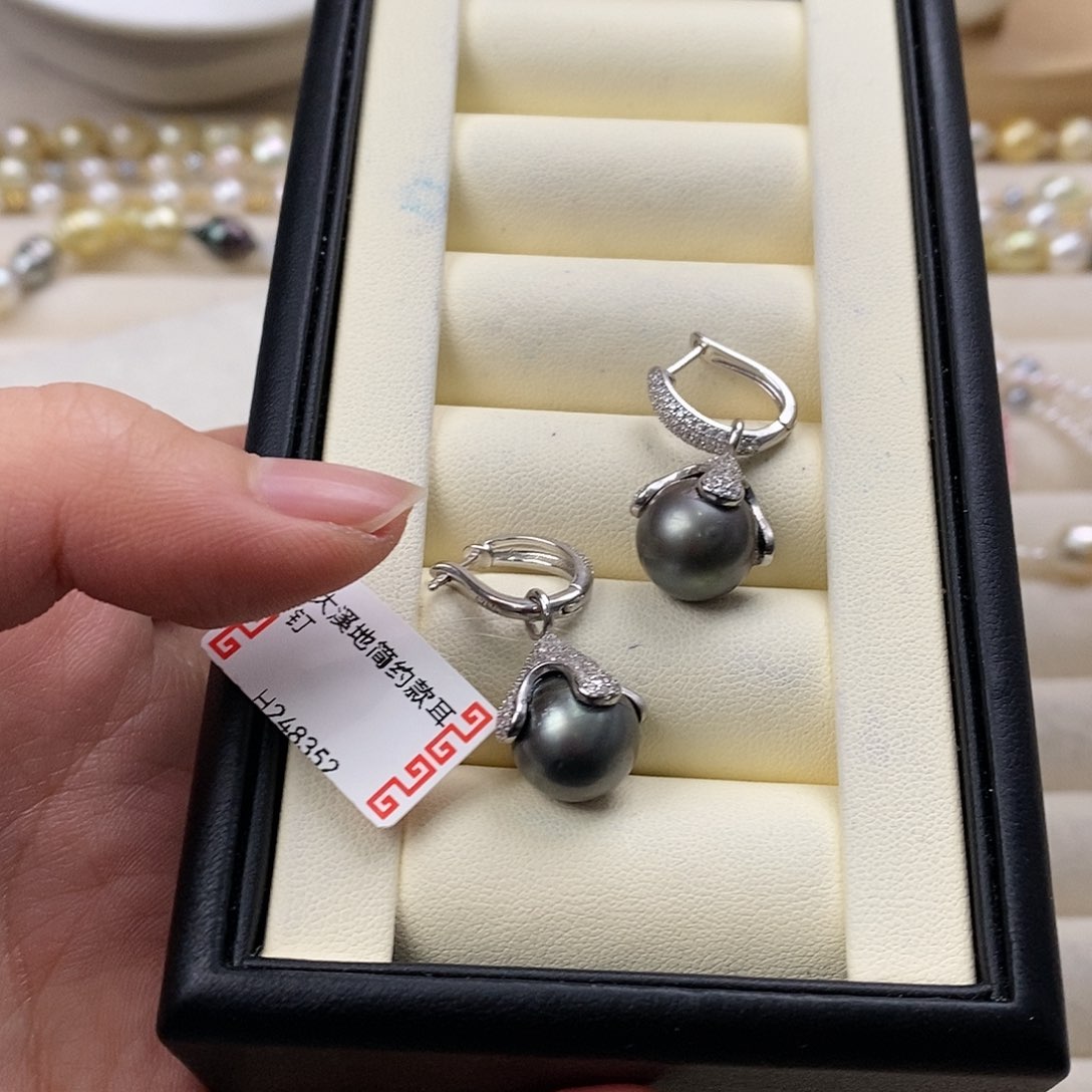 海水珍珠耳饰银S925镶嵌