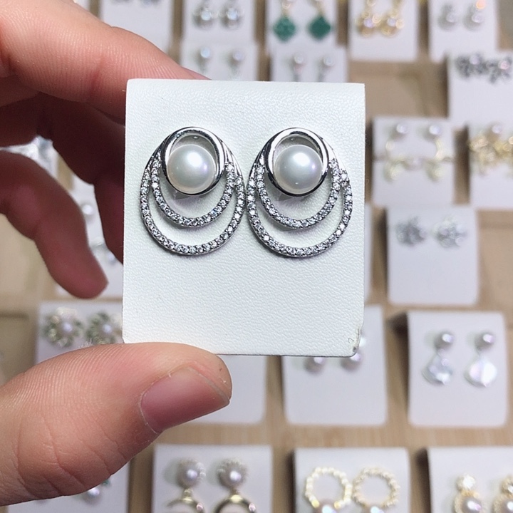 淡水珍珠耳饰银S925镶嵌