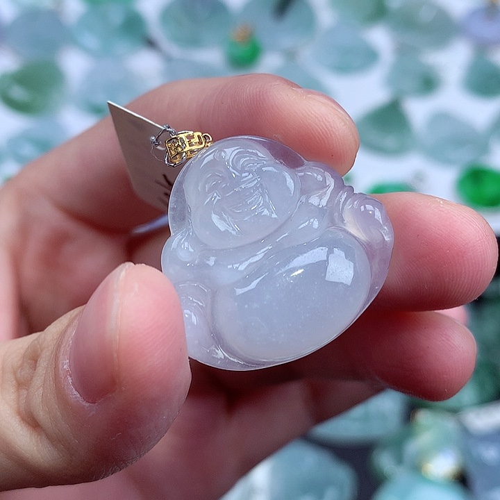 翡翠颈饰18K金镶嵌A货翡翠