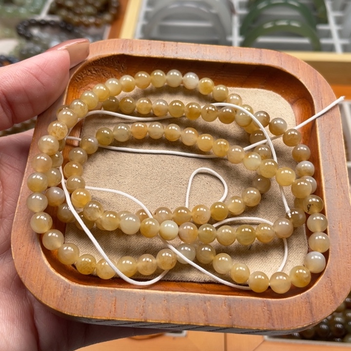 和田玉珠串6mm未镶嵌