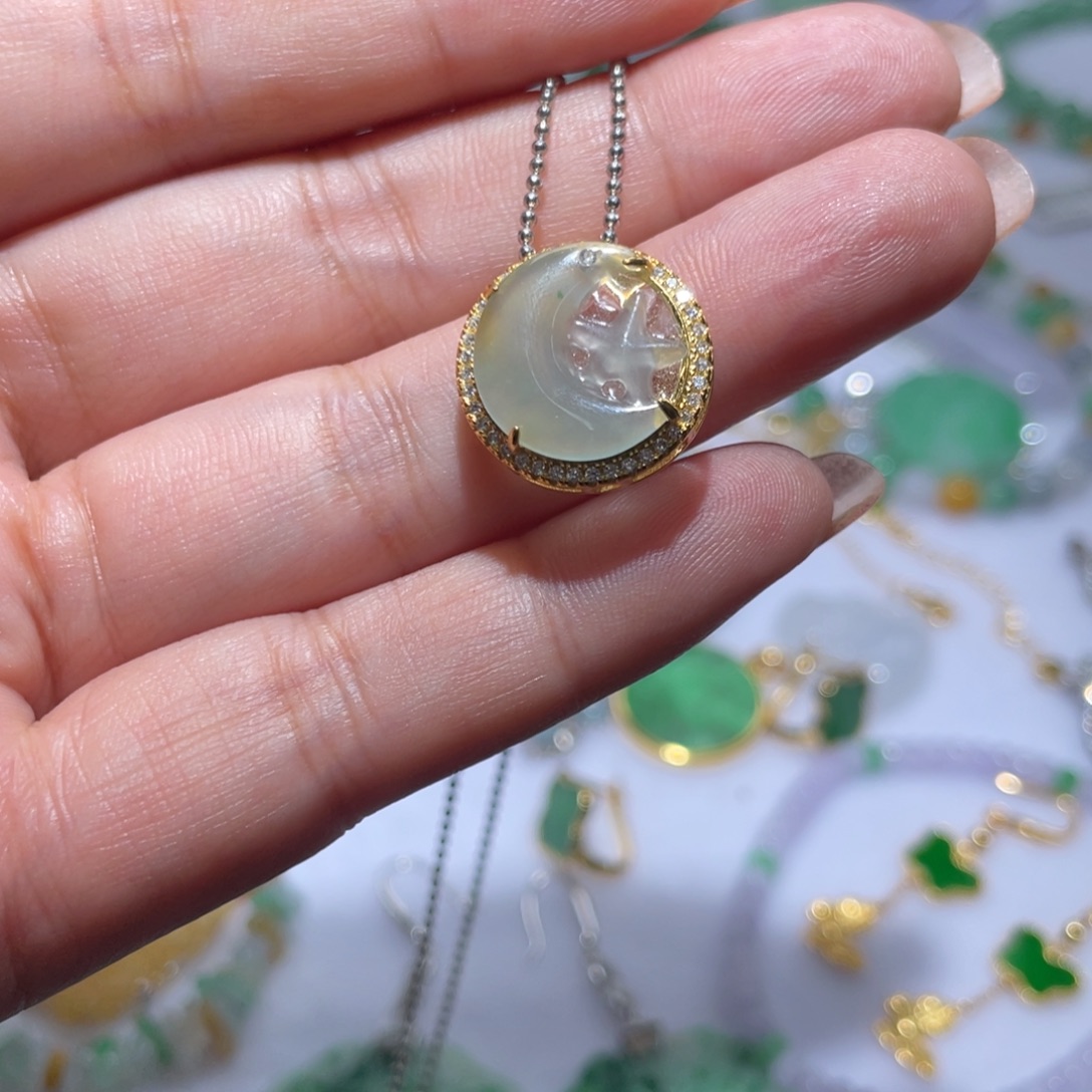 翡翠银S925镶嵌颈饰