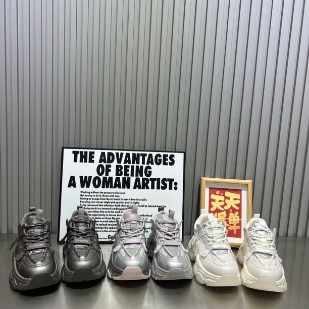 欧洲站水钻老爹鞋女2025春季舞蹈底增高透气休闲鞋运动鞋百搭潮鞋