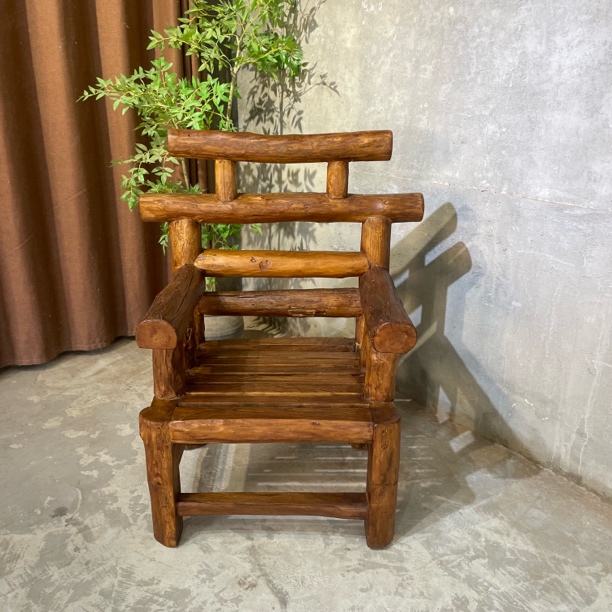 老榆木原木 简约实木椅坐沙发 主人椅