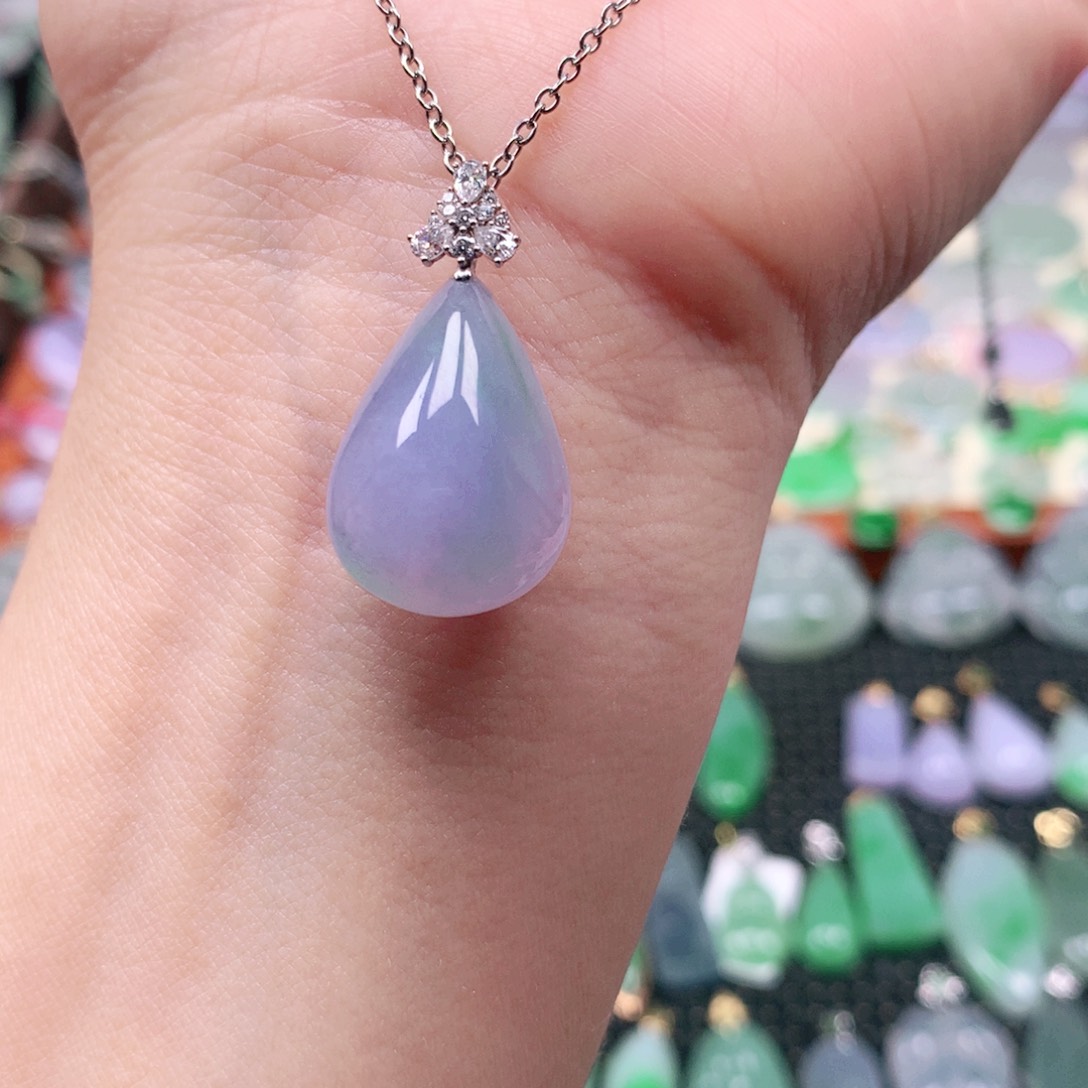 吊坠(不含链)18K金镶嵌翡翠