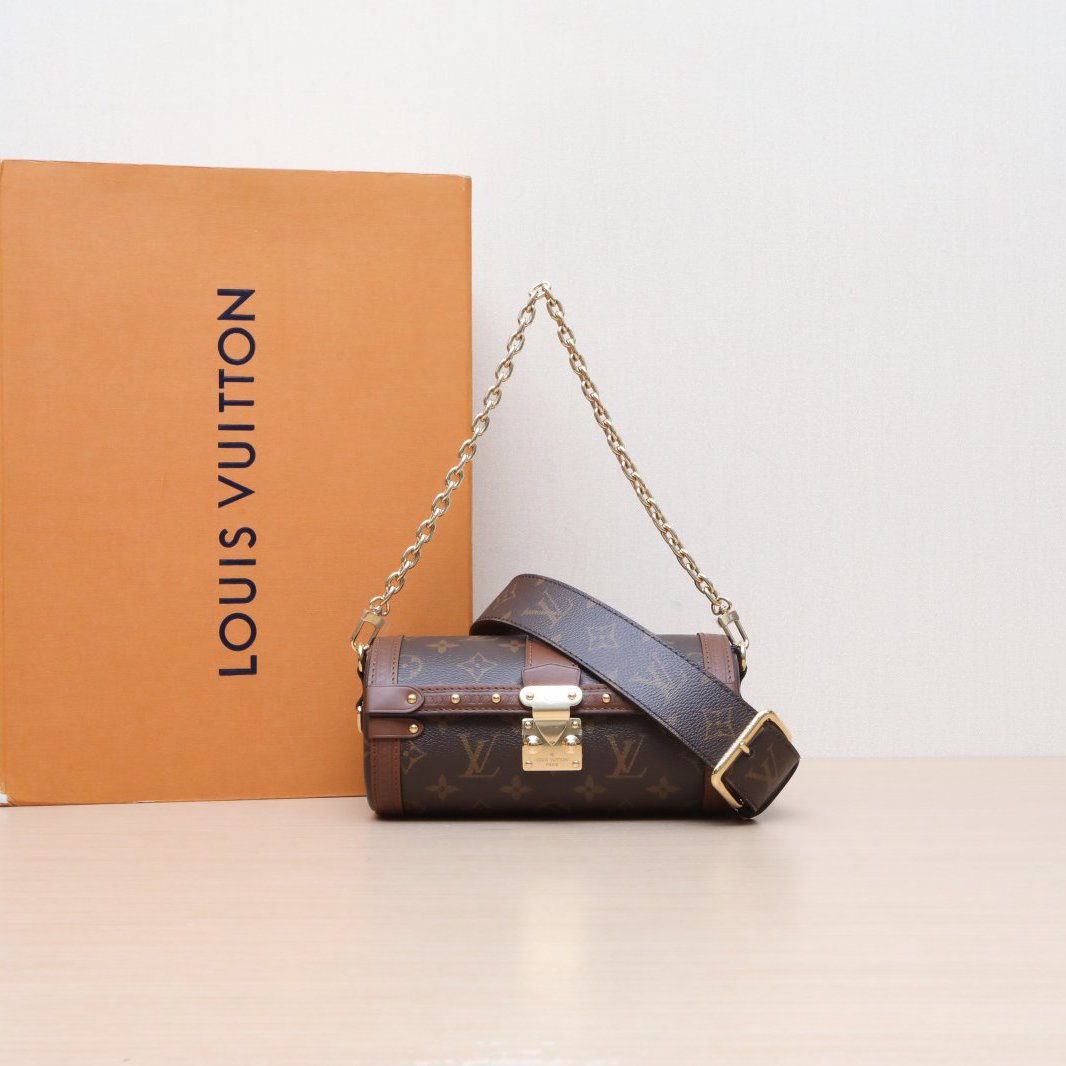 99新 LouisVuitton/路易威登 小花佳珊 巴比龙 链条圆桶包 PVC 