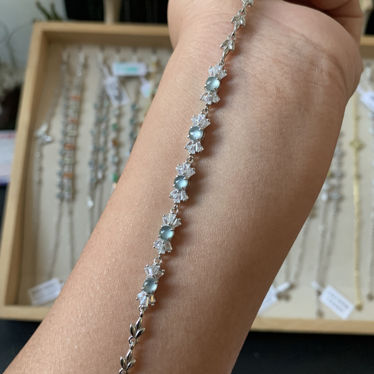 纯天然翡翠A货冰蓝糖果手链小清新百搭简约