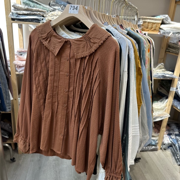 小清新娃娃领长袖衬衫春秋女士减龄上衣