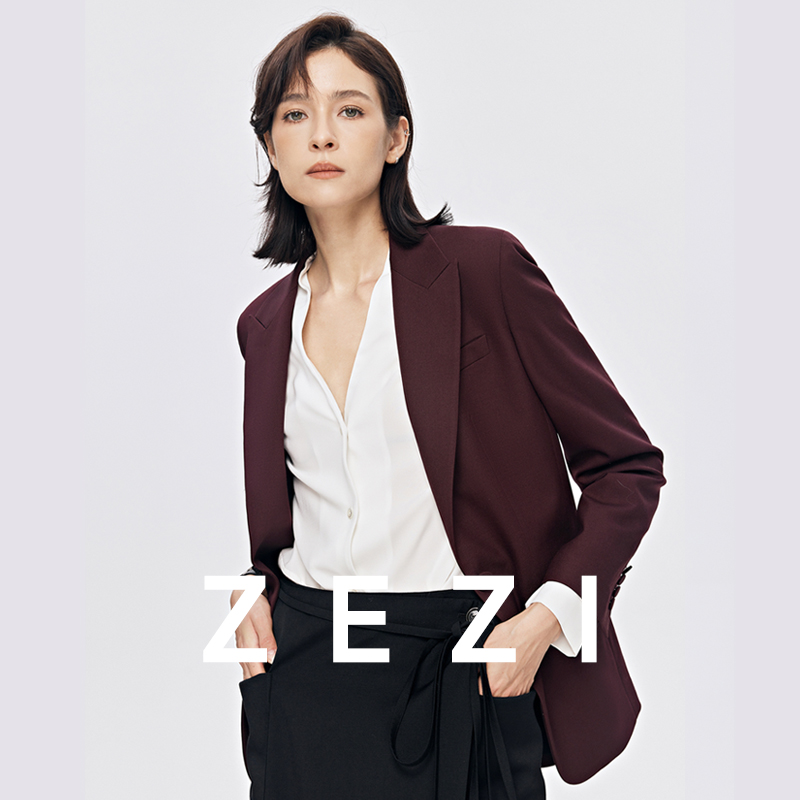 ZEZI【冯超专属】【宴后】春夏新款红色修身外套职场气质西装Z13B576J