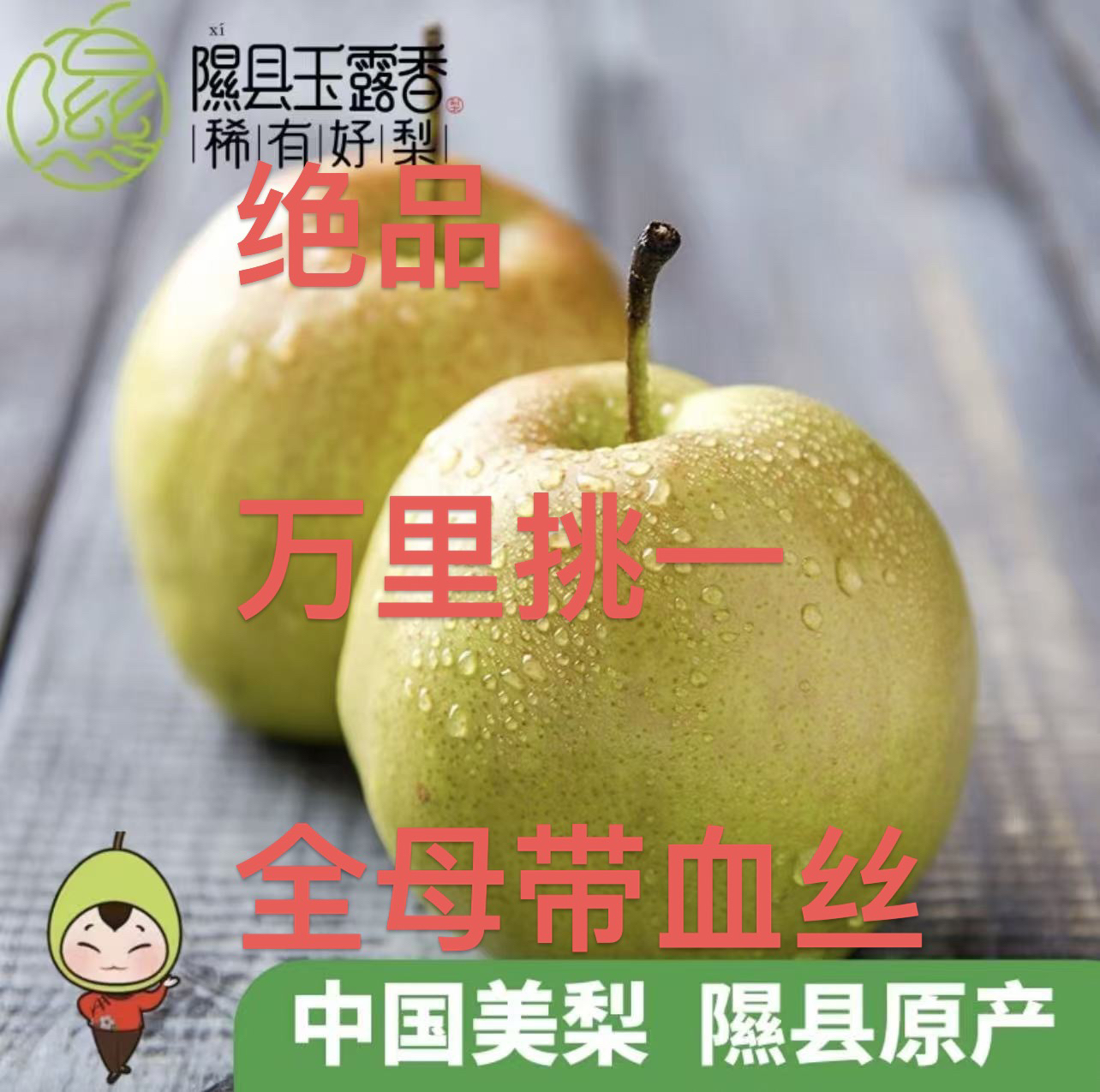 山西隰县正宗玉露香梨，【万里挑一】，全母带血丝