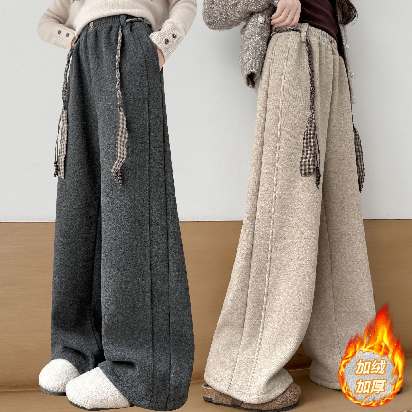 休闲风长裤冬季女韩版儿童休闲裤裤子百搭卫裤加绒