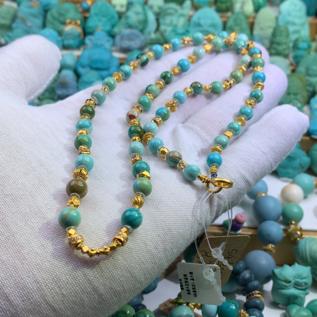 绿松石18K金镶嵌手链