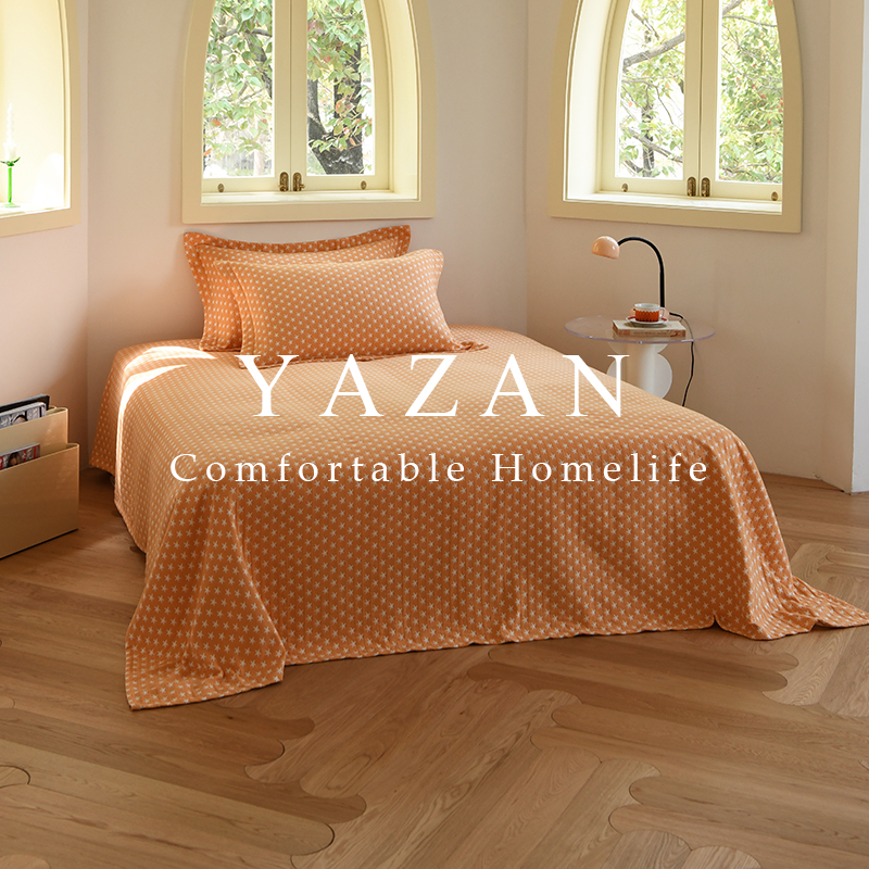 雅赞专卖店【三层星星床单】纯棉纱布褶皱床盖可铺可盖空调毯四季