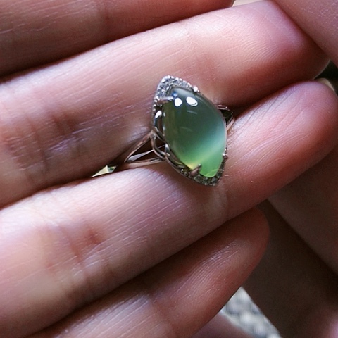 和田玉戒指银S925镶嵌