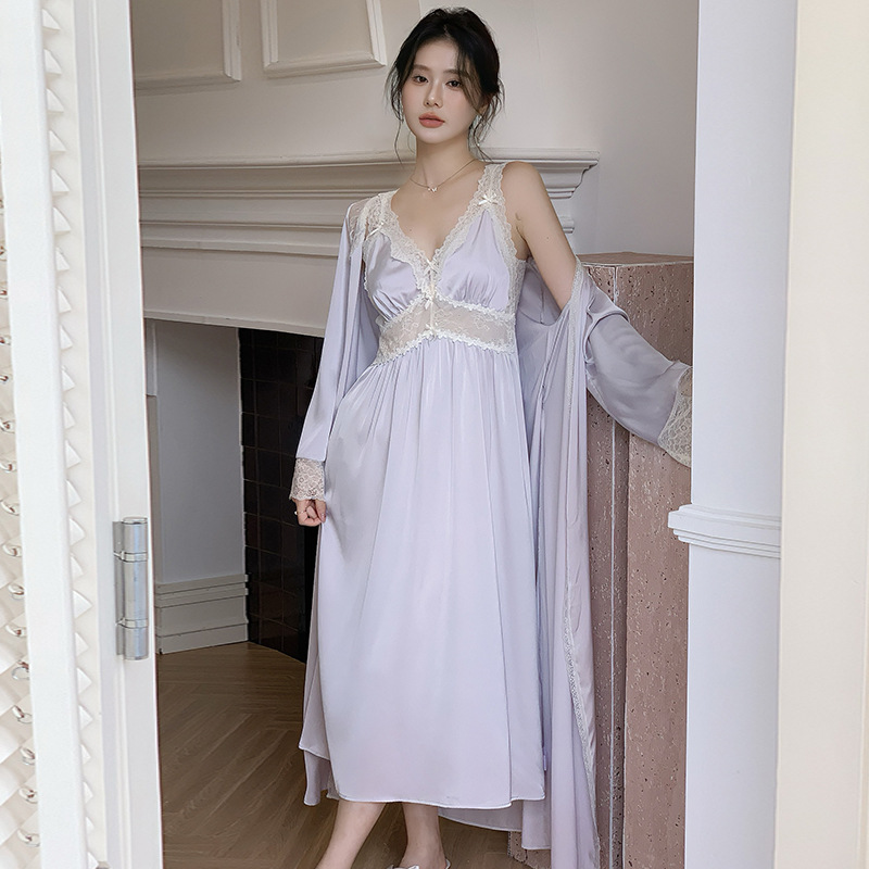 【莹夏两件套】法式睡衣性感可外穿家居服纯欲风新款两件套冰丝睡裙