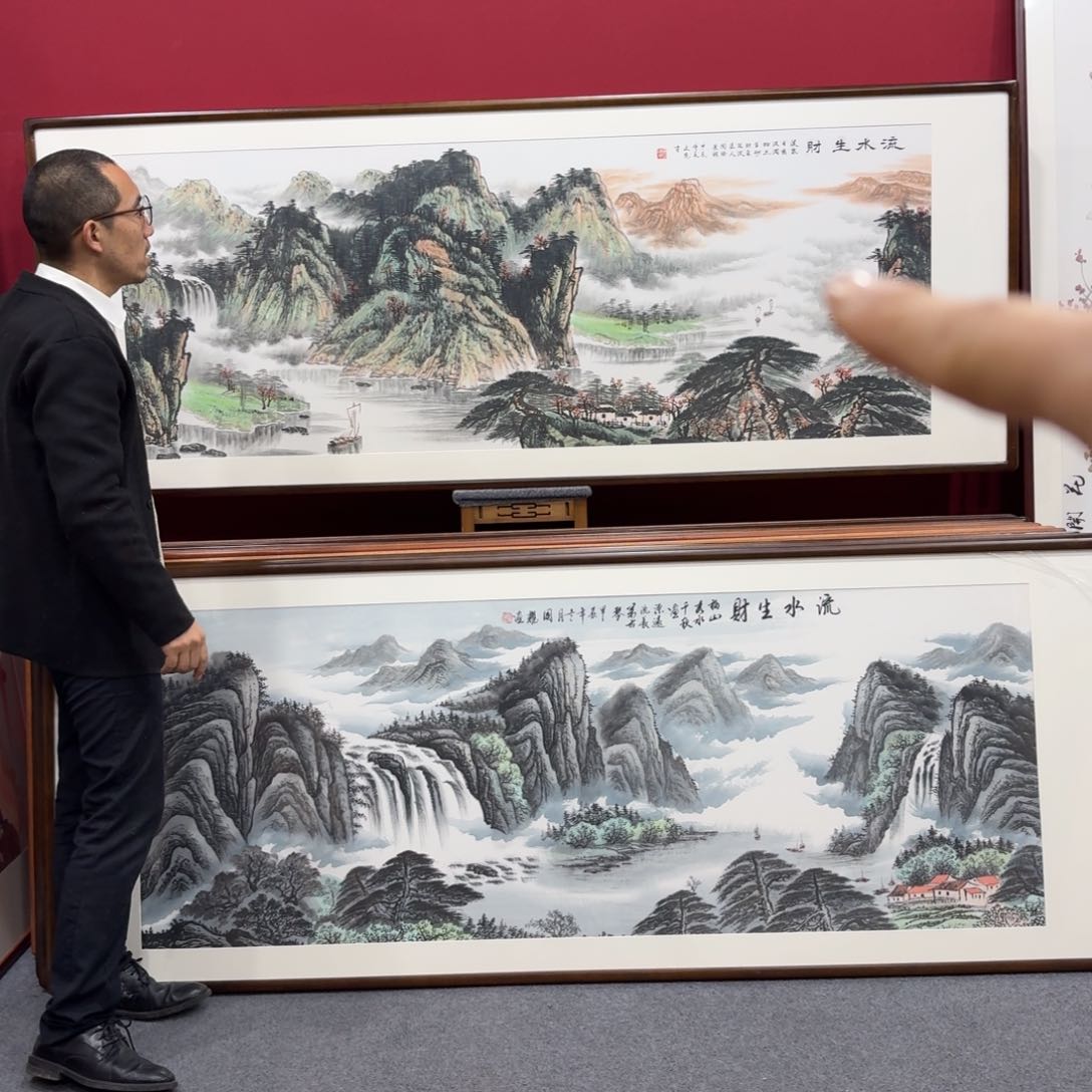 国画手绘作品带框210成80