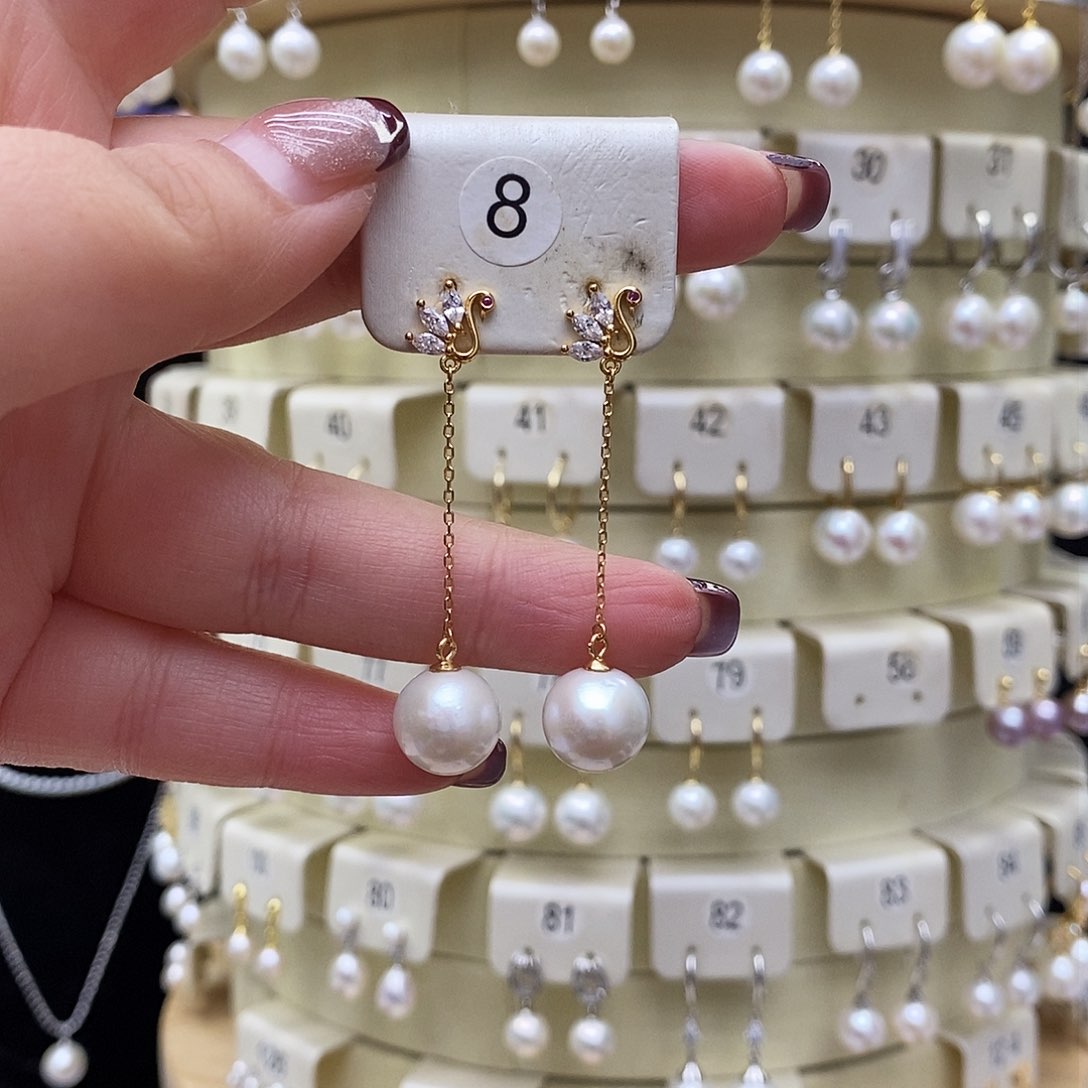 淡水珍珠耳饰银S925镶嵌