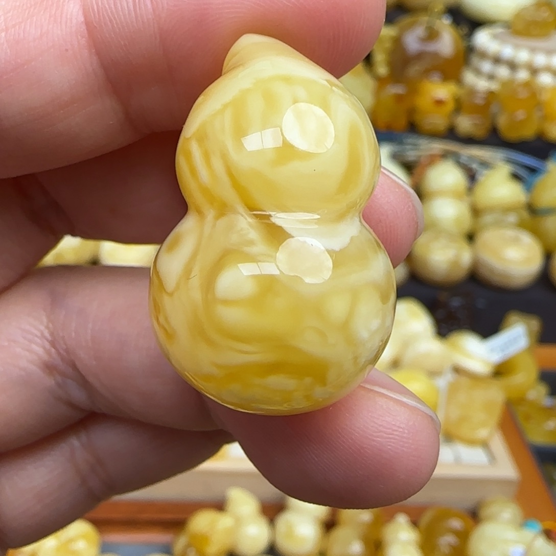蜜蜡吊坠(不含链)未镶嵌天然俄料溶洞妖花蜜蜡葫芦吊坠