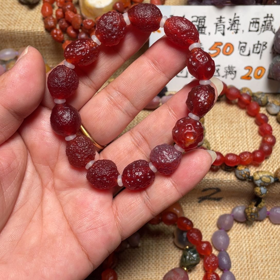 公***白玛瑙/玉髓手链合金