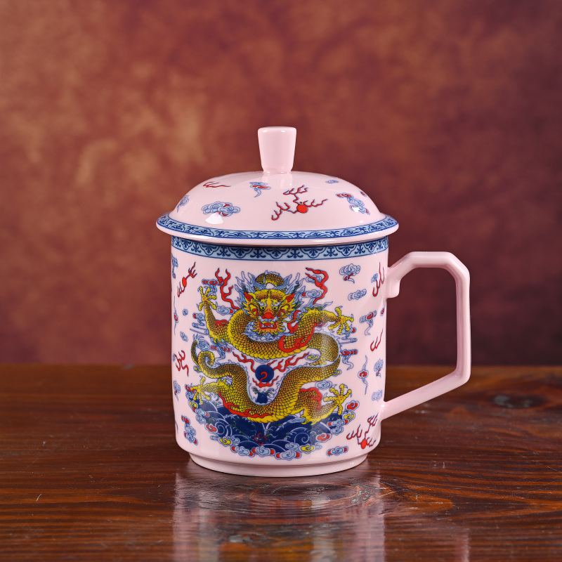 红稀土龙纹办公杯-容量360ml+礼盒+证书