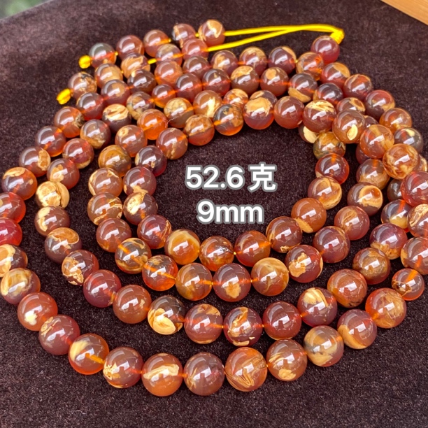 【小伊琥珀】52.6克花根溶洞108「9mm」