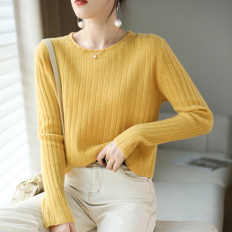 毛衣圆领春秋羊毛衫女女款纯针织开衫短款显瘦LS-633