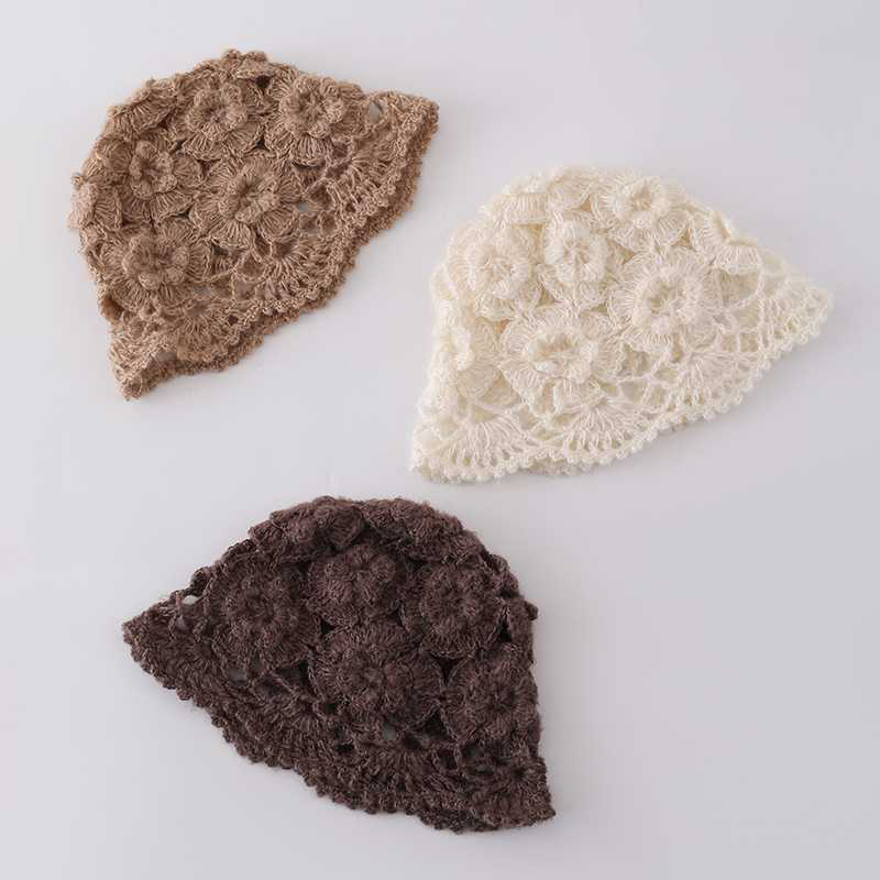 秋冬韩版马海毛手工镂空毛线帽