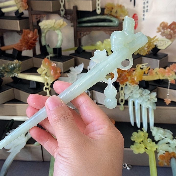 蛇纹石玉合金发饰