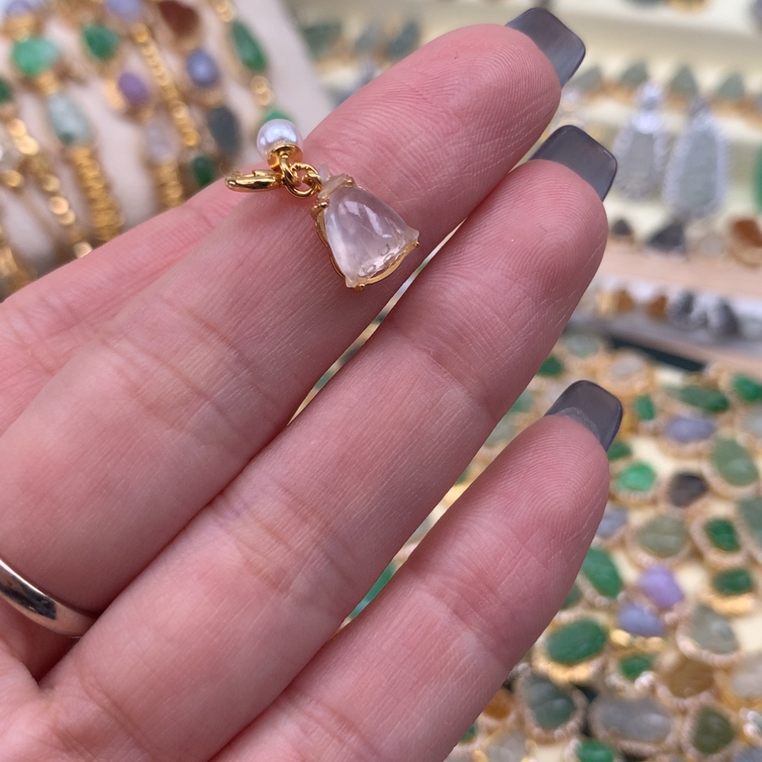 翡翠银S925镶嵌颈饰莲蓬