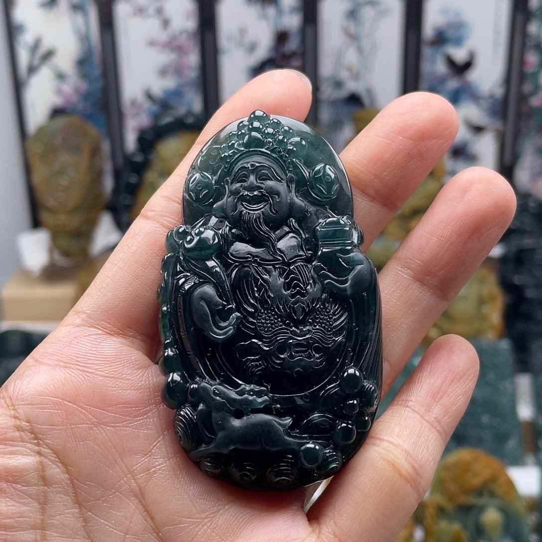 惠***店翡翠未镶嵌颈饰天然翡翠a货财神