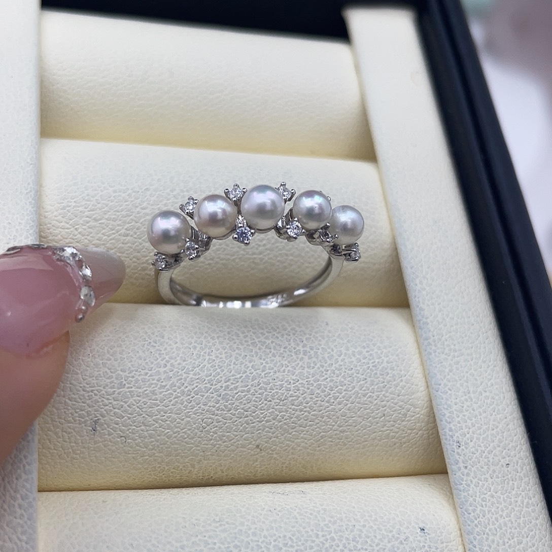 戒指海水珍珠银S925镶嵌