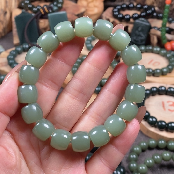 和田玉（青玉）手链未镶嵌